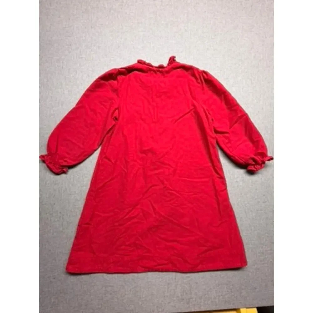 Petite Plume Girls Size 10 Red Ruffle Long Sleeve Nightgown Pajama Dress